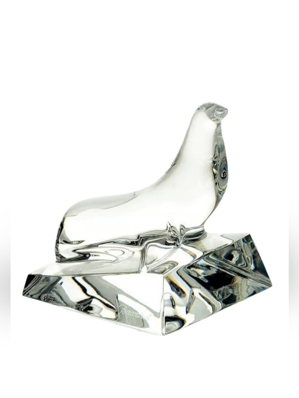 Baccarat Clear Crystal Seal Sculpture